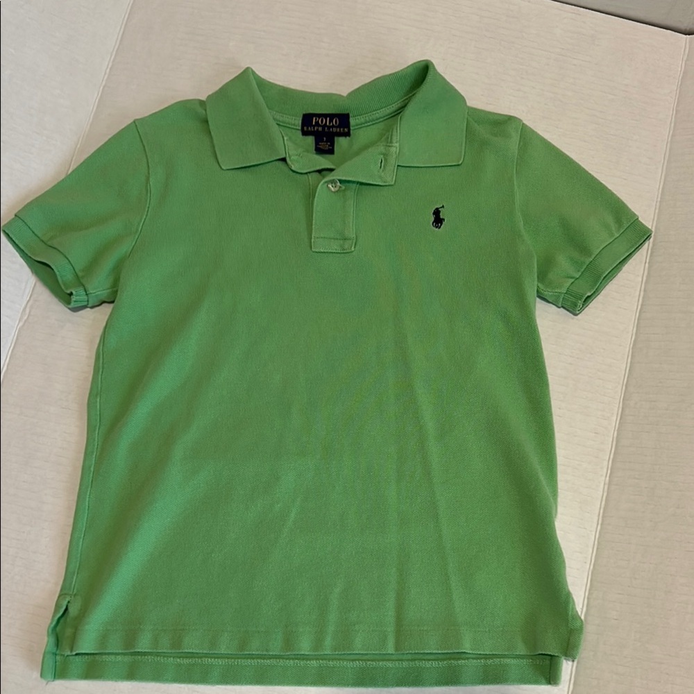 Polo by Ralph Lauren Size 7 Boys Lime Green Cotton Pique Polo Shirt.